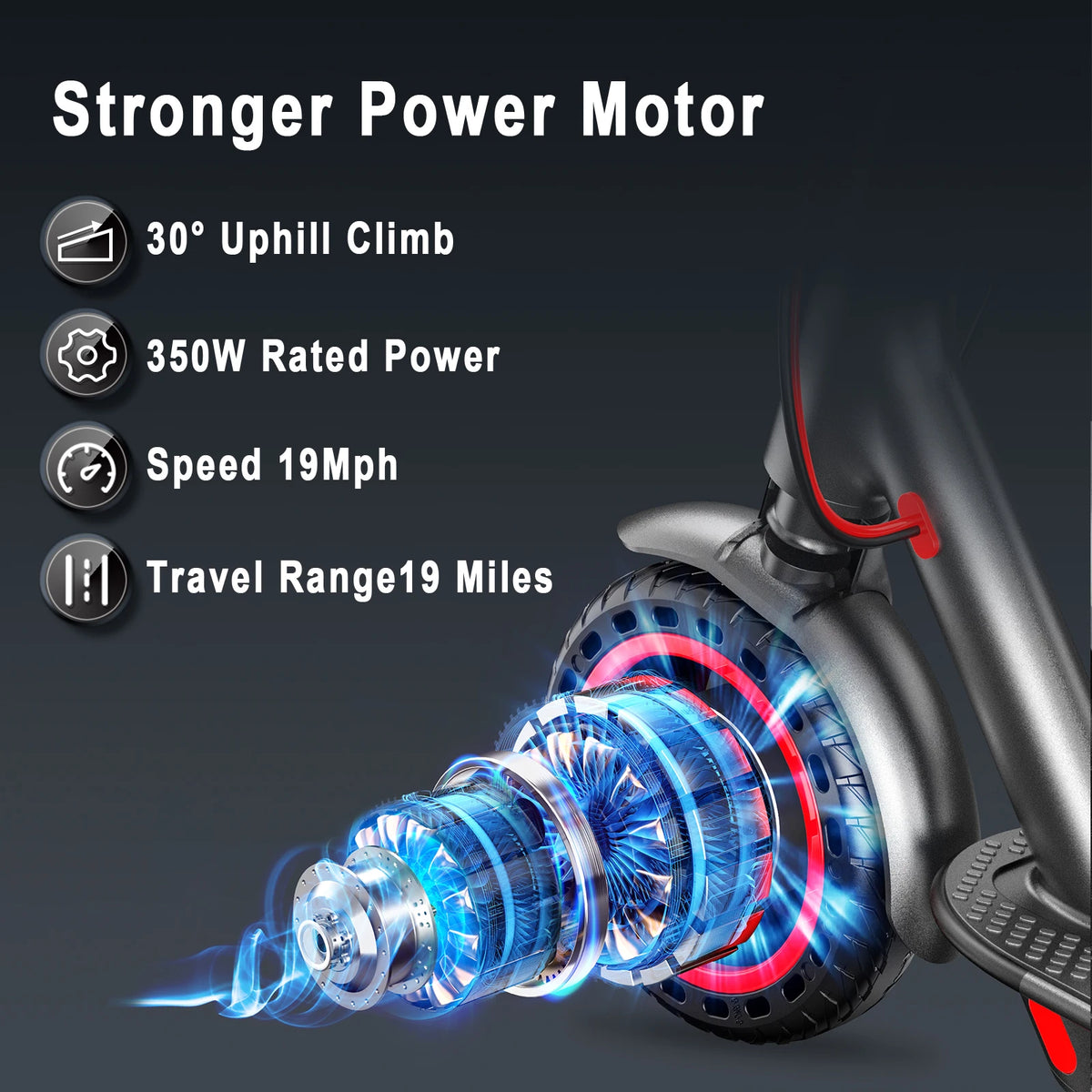 206 NEW Electric Scooter 8.5'' Honeycomb Tire 19mph Max Speed 21 Miles Max Range Dual Braking System Foldable Design APP Control for Adult