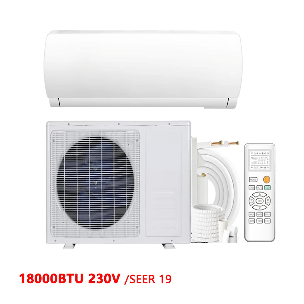 18,000 BTU Split AC/Heating System, 19 SEER2 230V Split-System Air Conditioner with Heat Pump, Pre-Charged Condenser, 1250 sq ft Coverage, Full Function Remote Control & Installation Kit