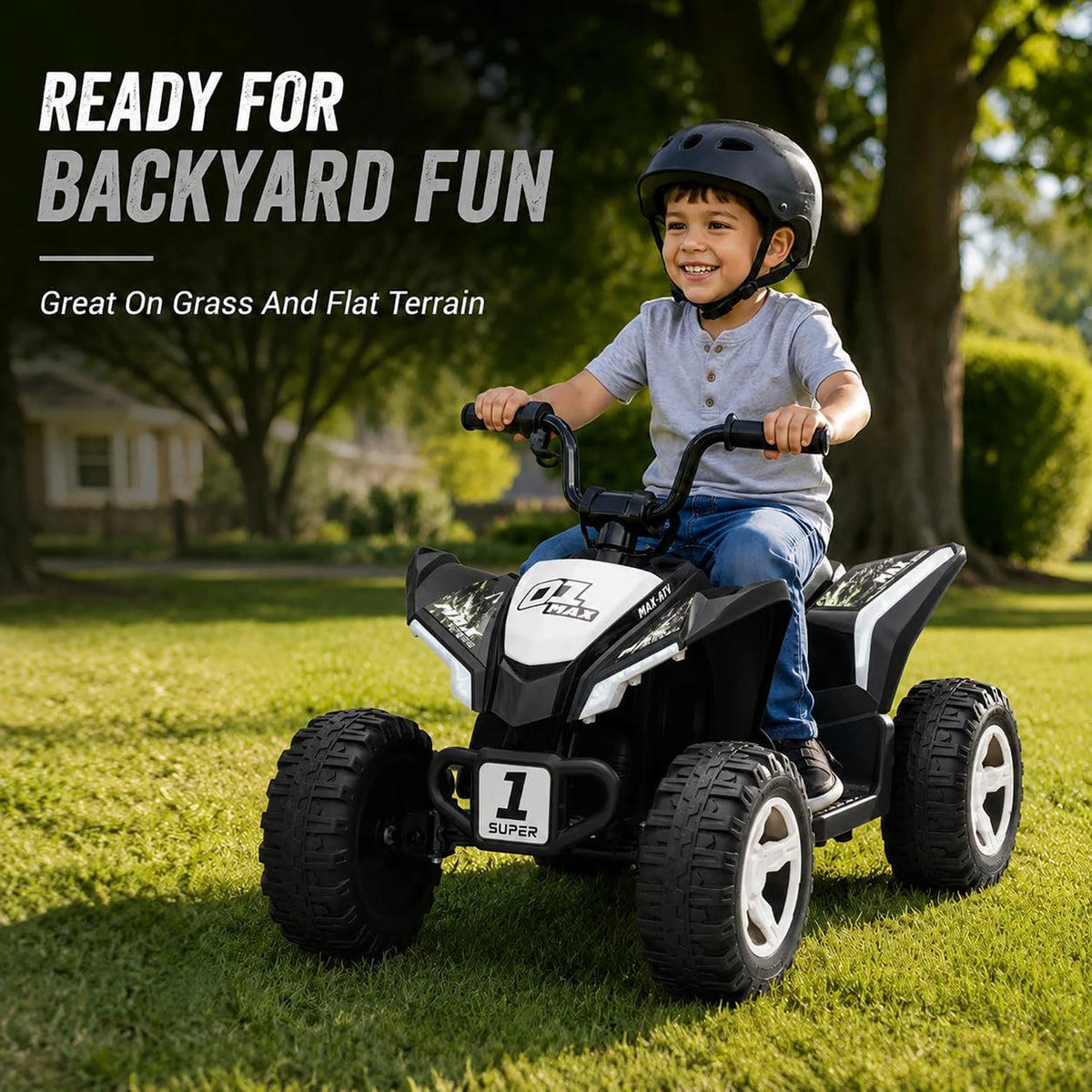 12V Kids Electric ATV 4 Wheeler, Dual 550 Motors, 4 MPH Ride On Quad With Forward Reverse, Outdoor Toy For Ages 3-6 Play
