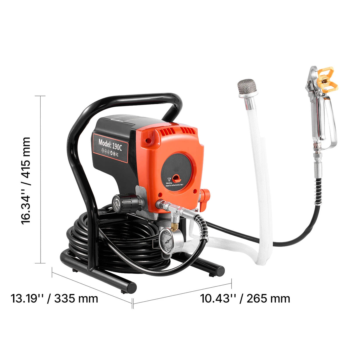 SucceBuy Stand Airless Paint Sprayer High Pressure Sprayer with Cart Cleaning Brush Hose Extension Rod Nozzles Paint Machine
