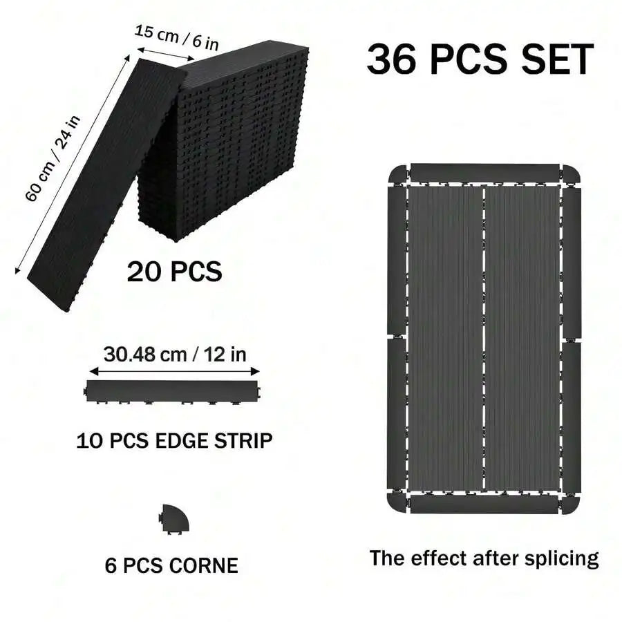 Upgraded Interlocking Deck Tiles, Extra Long Thick Outdoor Patio Flooring, Heavy-Duty Snap-Lock Plastic Patio Tiles, Anti-Slip S